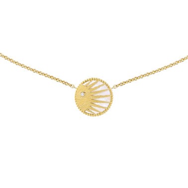 Collier Dior Rose des Vents Céleste en or jaune or blanc diamant onyx et nacre JSAM95002