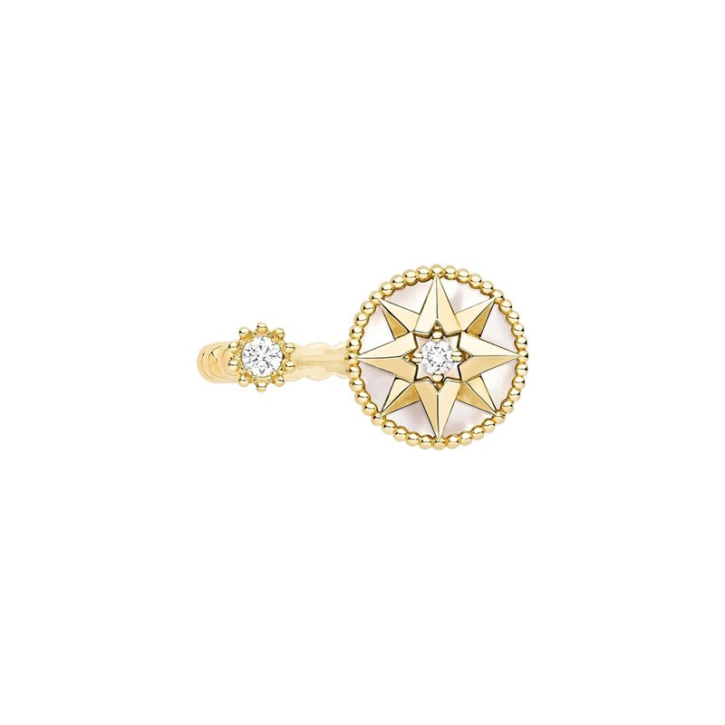 Ring open Dior Rose des Vents in yellow gold mother-of-pearl and diamonds