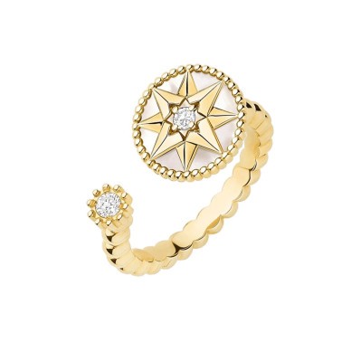 Ring open Dior Rose des Vents in yellow gold mother-of-pearl and diamonds