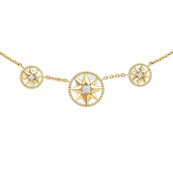 Necklace trio Dior Rose des Vents in yellow gold mother-of-pearl and diamonds