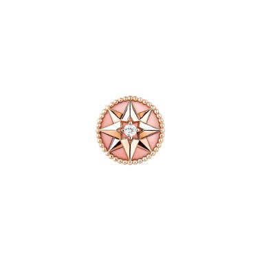 Boucle d'oreille Dior Rose des Vents en or rose opale rose et diamant
