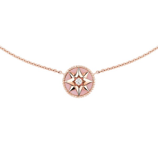 Collier Dior Rose des Vents en or rose opale rose et diamant JRDV95007