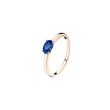 Solitaire Lepage Emotion en or rose et saphir taille ovale