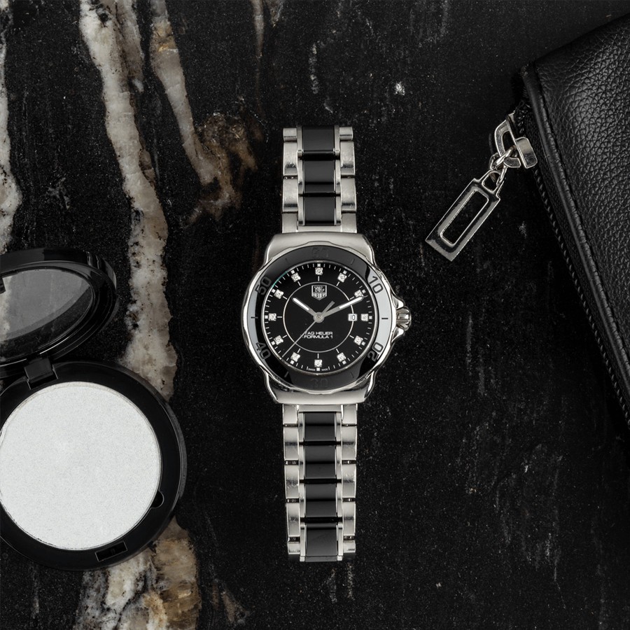 Montre TAG Heuer Formula 1 quartz acier céramique et diamants 32 mm WAH1314