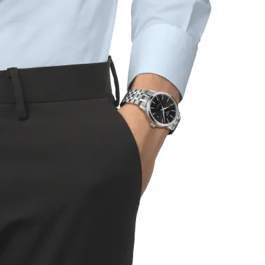 Watch Tissot T-Classic Dream Swissmatic black dial 42 mm steel bracelet T129.407.11.051.00