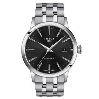Montre Tissot T-Classic Dream Swissmatic cadran noir bracelet acier 42 mm T129.407.11.051.00