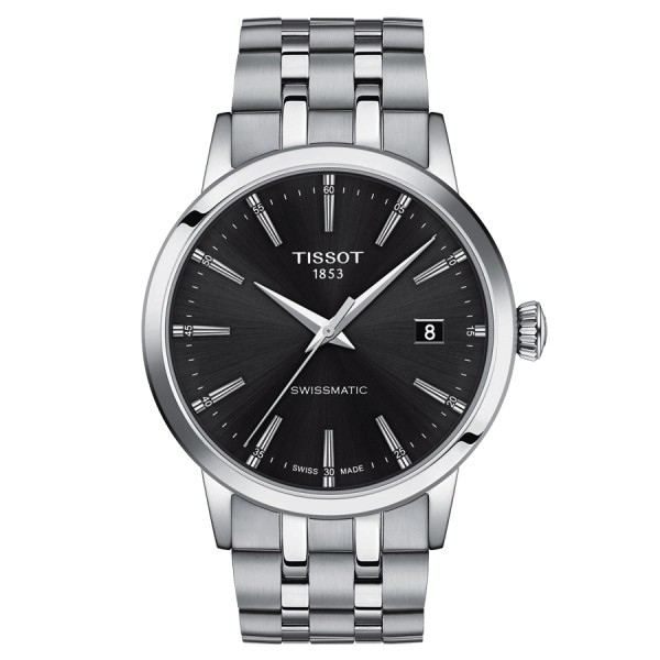 Montre Tissot T-Classic Dream Swissmatic cadran noir bracelet acier 42 mm T129.407.11.051.00