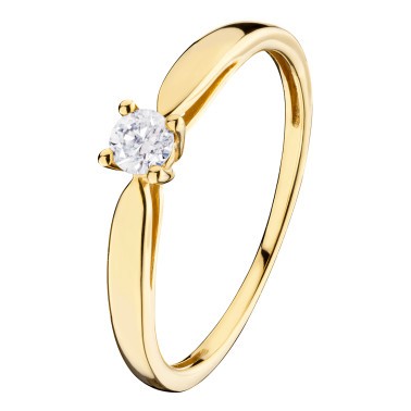 Solitaire Luna Les Poinçonneurs en or jaune et diamant