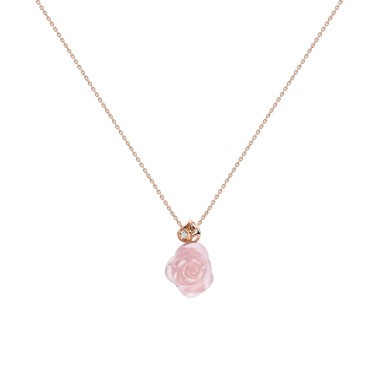 Collier Rose Dior Pré Catelan en or rose diamant et quartz rose