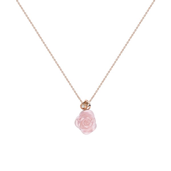 Collier Rose Dior Pré Catelan en or rose diamant et quartz rose