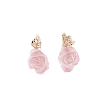 Boucles d'oreilles Rose Dior Pré Catelan en or rose et quartz rose