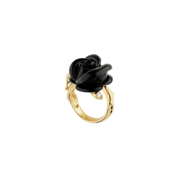 Bague Rose Dior Pré Catelan en or jaune et onyx