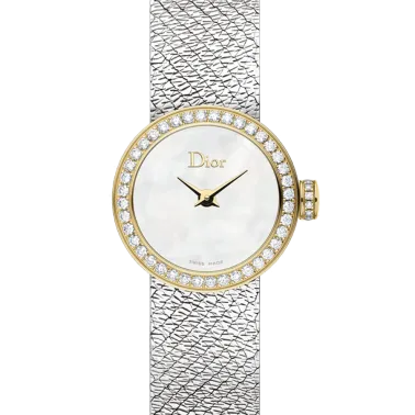 Montre Mini D de Dior Satine quartz cadran nacre lunette sertie 19 mm CD040120M003