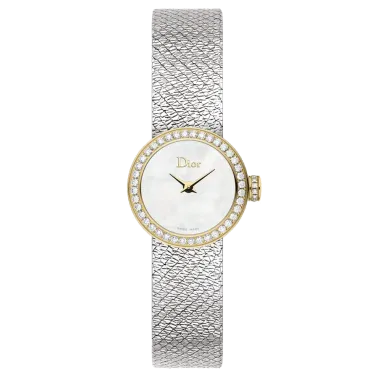 Montre Mini D de Dior Satine quartz cadran nacre lunette sertie 19 mm CD040120M003