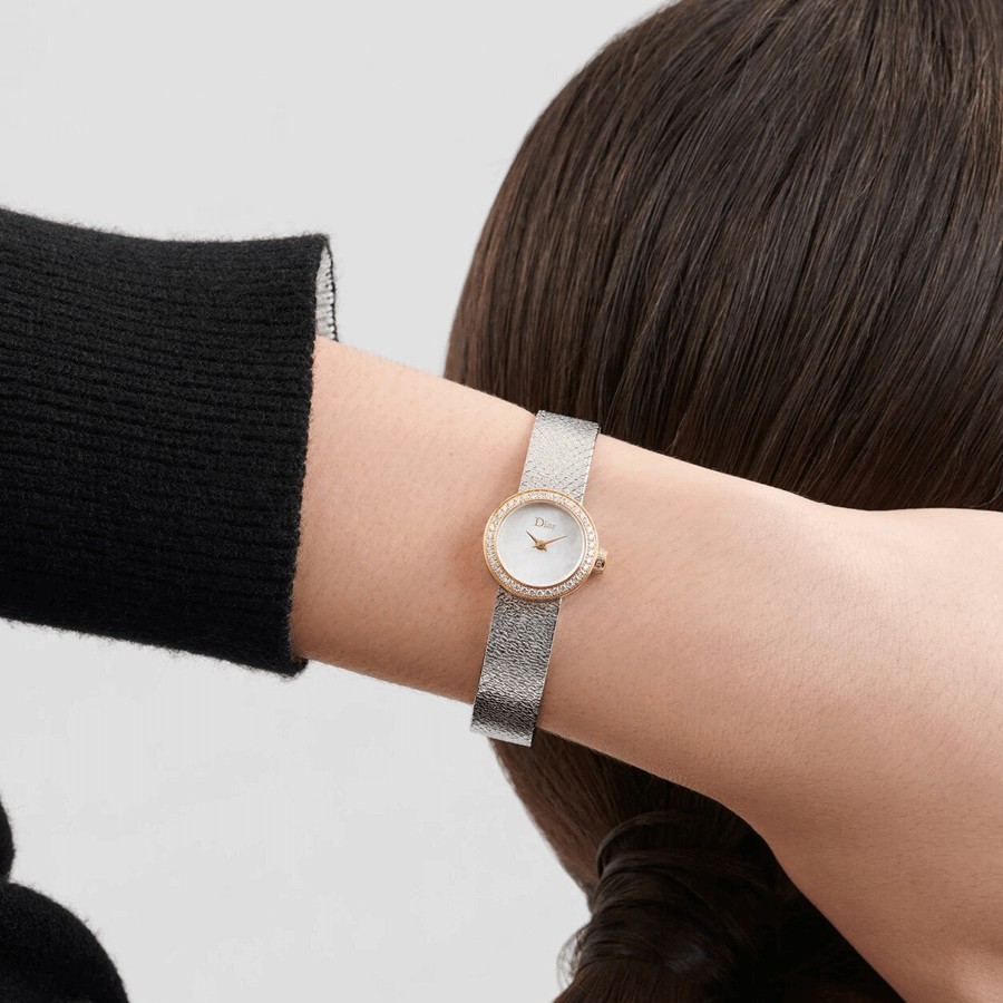 Dior Mini D watch Satine bezel set CD040120M003 Lepage