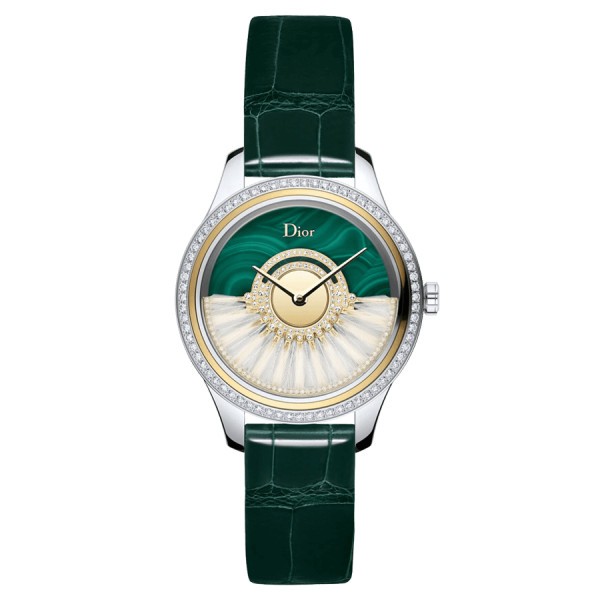 Dior Grand Bal Plume automatic watch malachite dial green alligator leather strap 36 mm CD153B2FA001