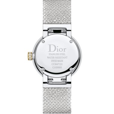 Montre D de Dior Satine quartz cadran nacre blanche lunette sertie 25 mm CD047121M001