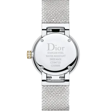 Montre D de Dior Satine quartz cadran nacre blanche lunette sertie 25 mm CD047121M001