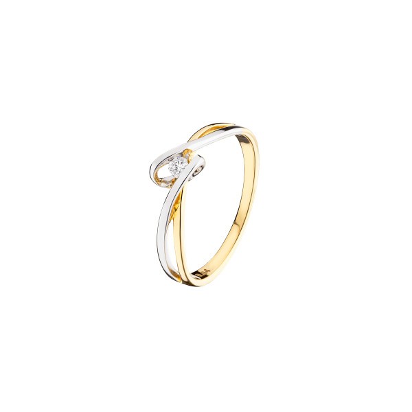 Solitaire Les Poinçonneurs Eve in yellow gold white gold and diamond