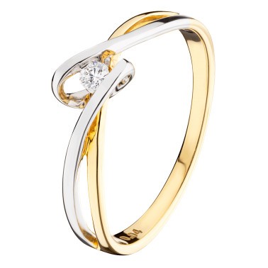 Solitaire Eve Les Poinçonneurs en or jaune or blanc et diamant