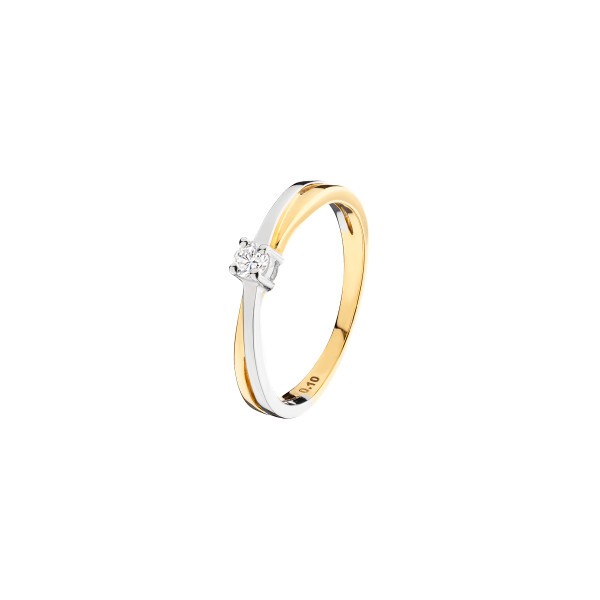 Solitaire Les Poinçonneurs Lou in yellow gold white gold and diamond