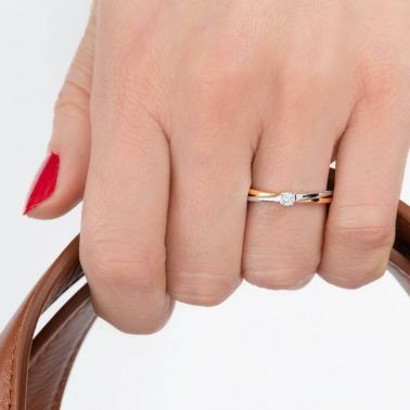 Solitaire Lou Les Poinçonneurs en or jaune or blanc et diamant