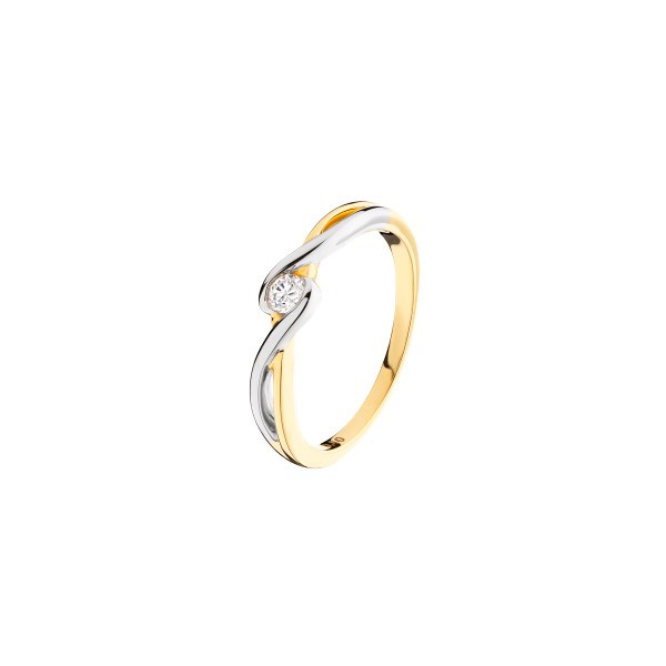 Solitaire Les Poinçonneurs Joy in yellow gold white gold and diamond