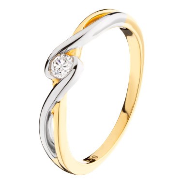 Solitaire Joy Les Poinçonneurs en or jaune or blanc et diamant