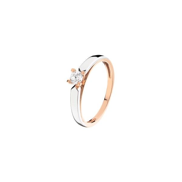 Solitaire Les Poinçonneurs Pia in pink gold white gold and diamond