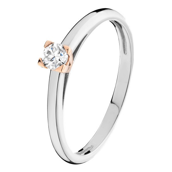 Solitaire Tess Les Poinçonneurs en or rose or blanc et diamant
