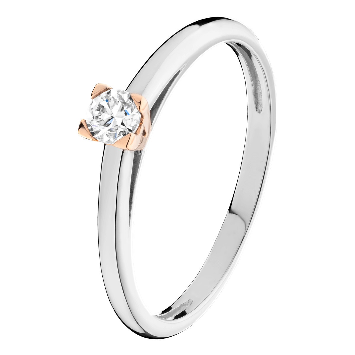 Solitaire Tess Les Poinçonneurs en or rose or blanc et diamant