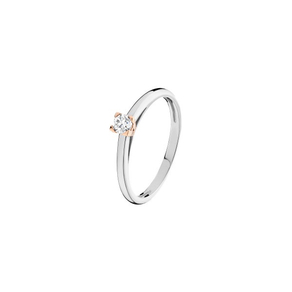 Solitaire Les Poinçonneurs Tess in pink gold white gold and diamond