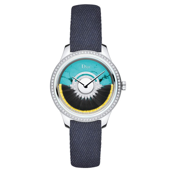 Montre Dior Grand Bal Wild automatique cadran turquoise bracelet en jean 36 mm CD153B15A001