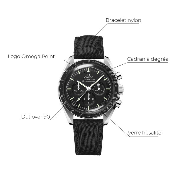 310.32.42.50.01.001 Montre Omega Speedmaster Moonwatch Professional Chronographe Co-Axial Master Chronometer verre hésalite brac