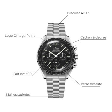 310.30.42.50.01.001 Montre Omega Speedmaster Moonwatch Professional Chronographe Co-Axial Master Chronometer verre hésalite brac