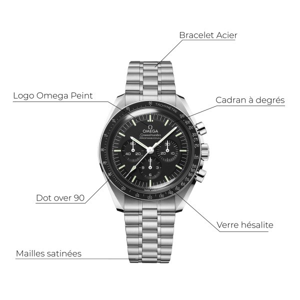 310.30.42.50.01.001 Montre Omega Speedmaster Moonwatch Professional Chronographe Co-Axial Master Chronometer verre hésalite brac