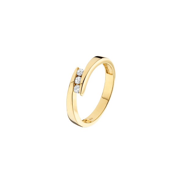 Ring Yael Les Poinçonneurs in yellow gold and trilogy diamonds