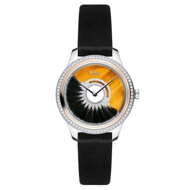 Dior Grand Bal Plume automatic watch with tiger eye dial and black velvet strap 36 mm CD153B2SA001