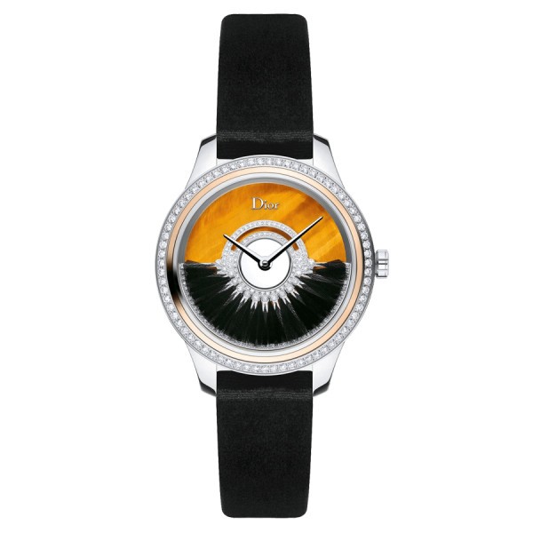 Dior Grand Bal Plume automatic watch with tiger eye dial and black velvet strap 36 mm CD153B2SA001
