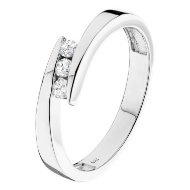 Ring Yael Les Poinçonneurs in white gold and trilogy diamonds