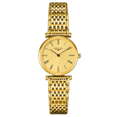 Montre Longines La Grande Classique quartz chiffres romains bracelet acier traité PVD doré 24 mm - SOLDAT