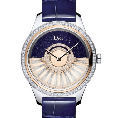 Dior Grand Bal Plume automatic watch aventurine dial blue alligator leather strap 36 mm CD153B2GA001