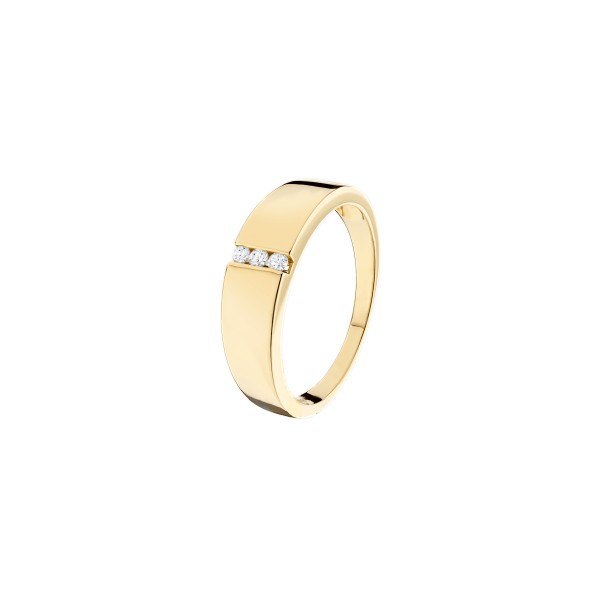 Ring Théa Les Poinçonneurs in yellow gold and trilogy diamonds
