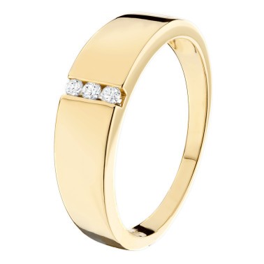 Ring Théa Les Poinçonneurs in yellow gold and trilogy diamonds