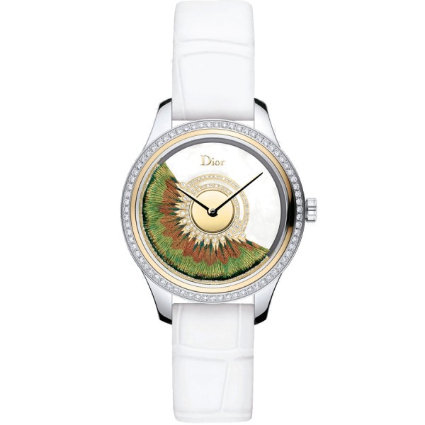 Dior Grand Bal Plume automatic watch mother-of-pearl dial white alligator leather strap 36 mm CD153B2X1004