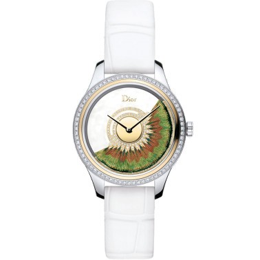 Dior Grand Bal Plume automatic watch mother-of-pearl dial white alligator leather strap 36 mm CD153B2X1004