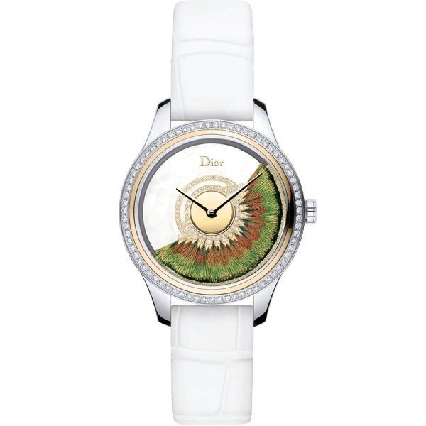 Dior Grand Bal Plume automatic watch mother-of-pearl dial white alligator leather strap 36 mm CD153B2X1004