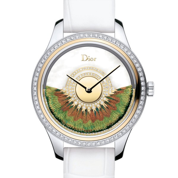 Dior Grand Bal Plume automatic watch mother-of-pearl dial white alligator leather strap 36 mm CD153B2X1004