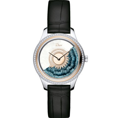 Montre Dior Grand Bal Plume automatique cadran nacre bracelet cuir alligator noir 36 mm CD153B2X1003