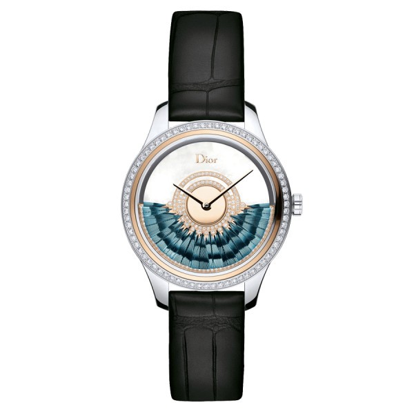 Montre Dior Grand Bal Plume automatique cadran nacre bracelet cuir alligator noir 36 mm CD153B2X1003